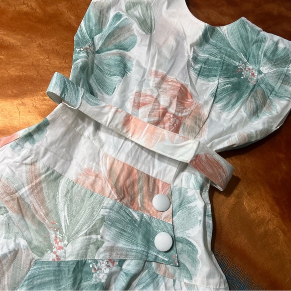 Vintage Pastel Floral Watercolor Shirt Waist belted dress size 3 Jodi Michaels - Picture 5 of 14